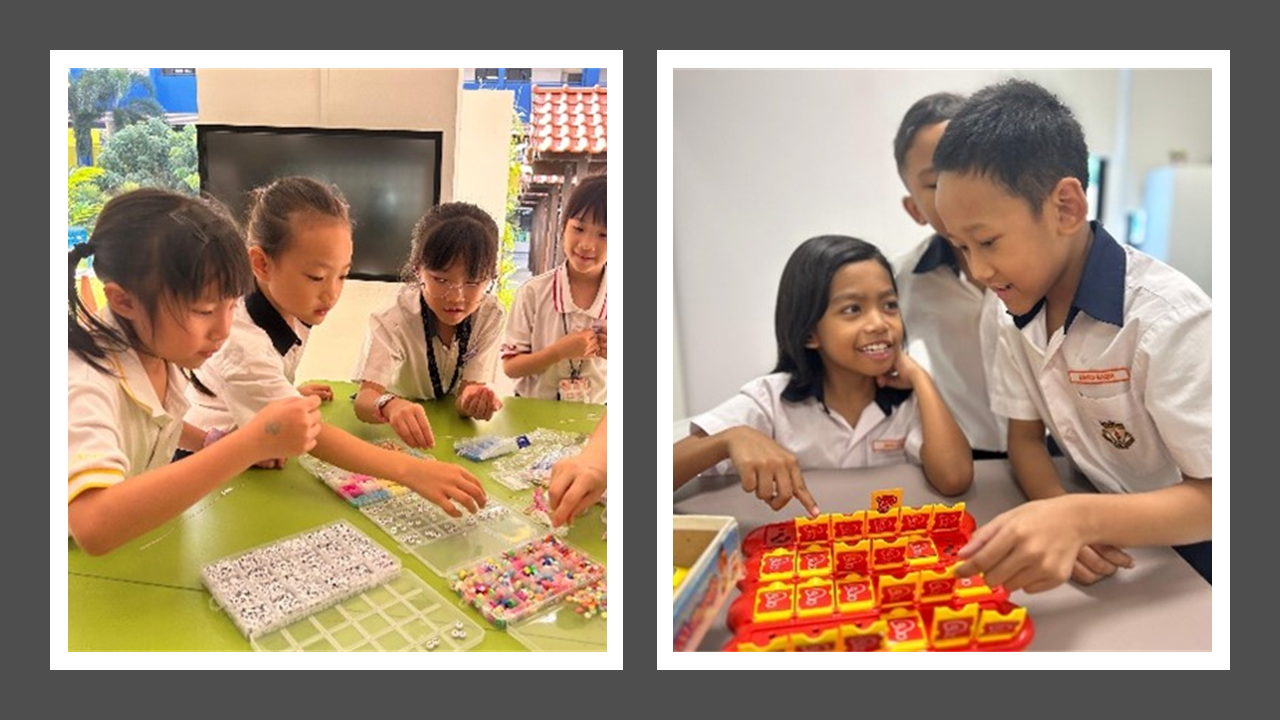 Making friendship bracelets and playing games during recess